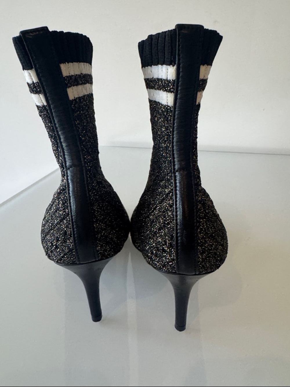 Stuart Weitzman Waverly Sock Bootie Black Metallic Size 7.5 - Picture 6 of 9